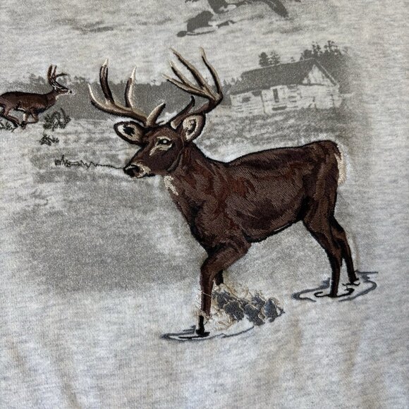 VTG Deer Wildlife Sweatshirt Mens XL Pullover Outdoors Nature Cabincore Rustic - Picture 5 of 16